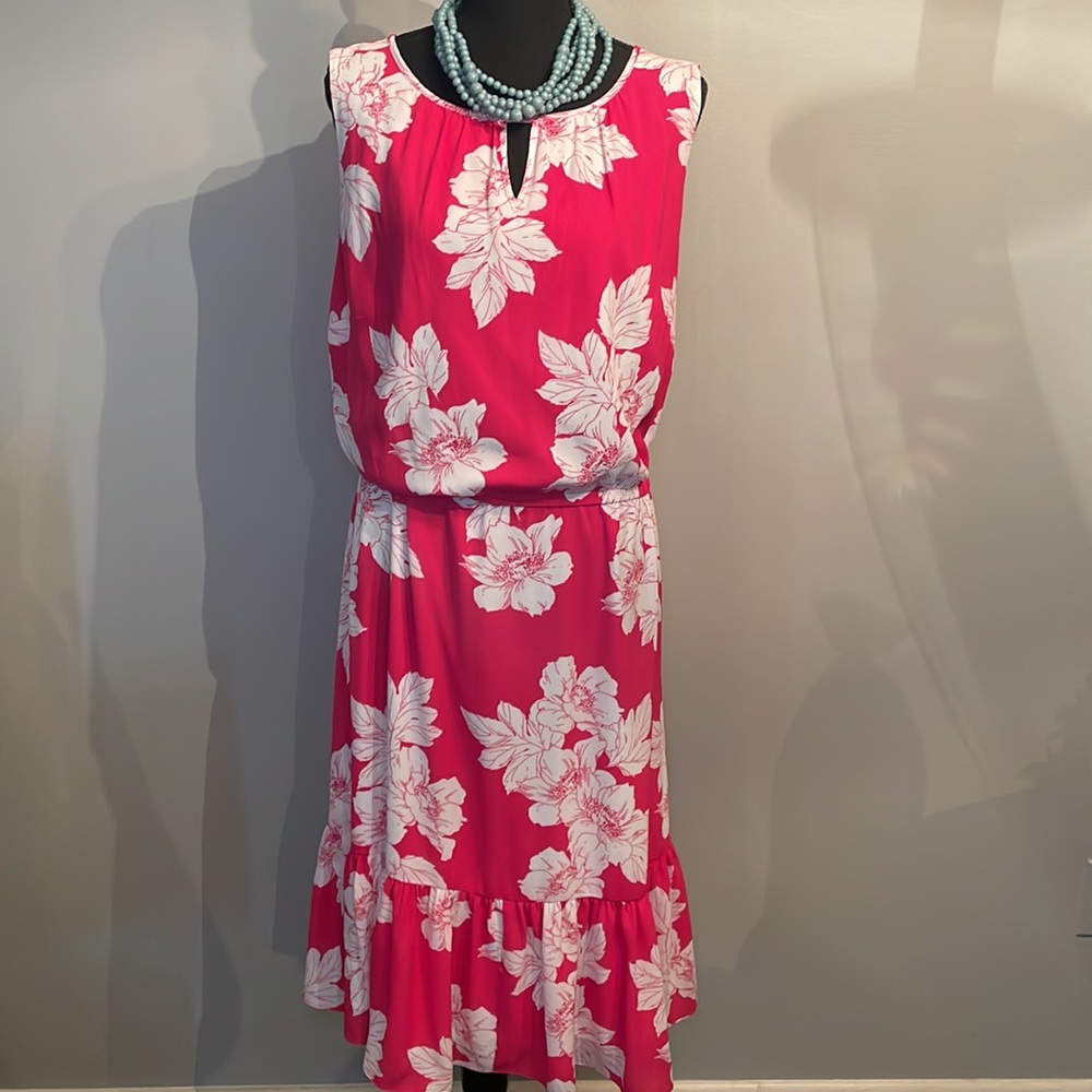 Talbots Pink Floral Midi Dress